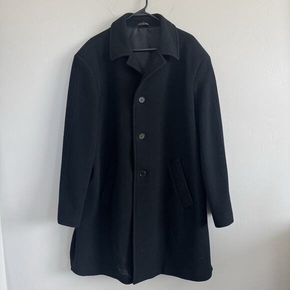 Vintage Men’s Black Wool Cashmere Overcoat 44R Made In Italy Metropolitan View - Picture 1 of 9